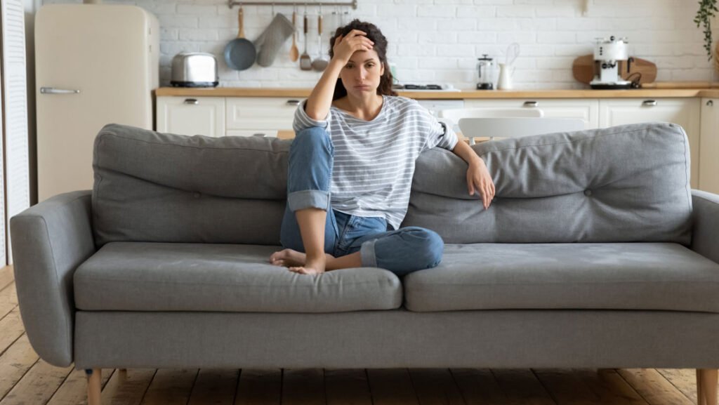 a woman on the couch